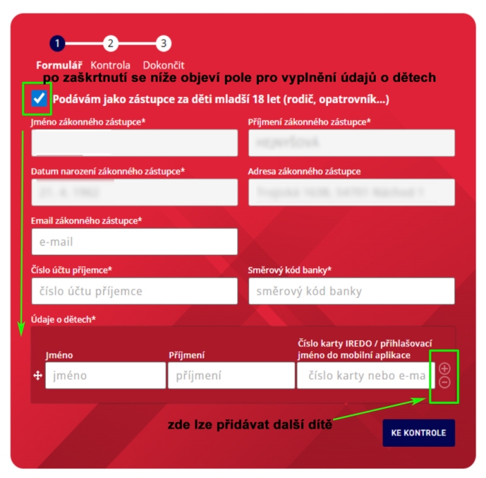 Formulář  pro žádost o příspěvek na jízdném